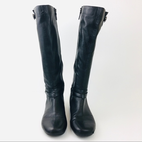 JOAN & DAVID Black Leather Knee Boots - Picture 4 of 16